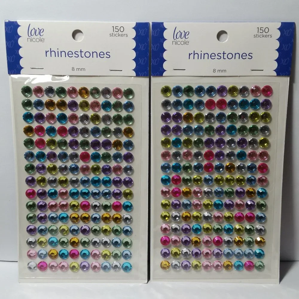 Rhinestone Stickers 8mm 2 Sheets Multi Colored