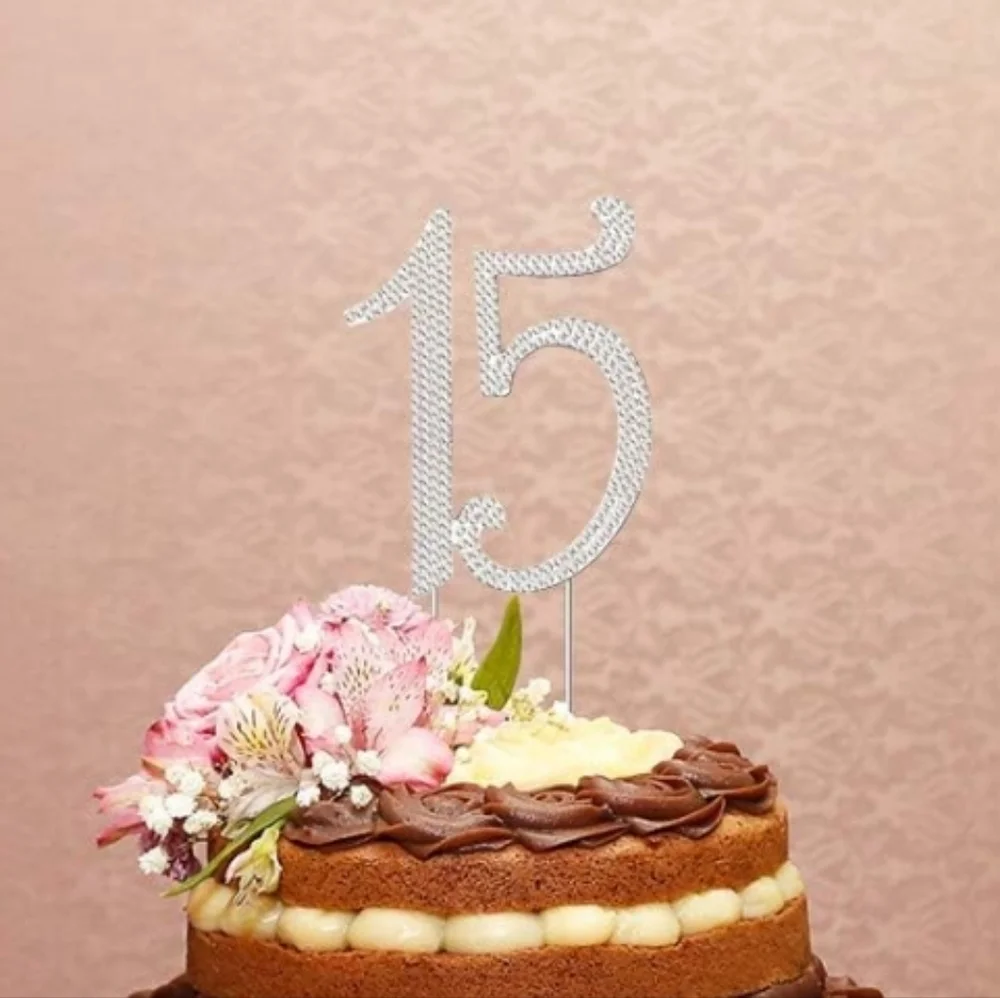 Cake topper alloy with rhinestones 