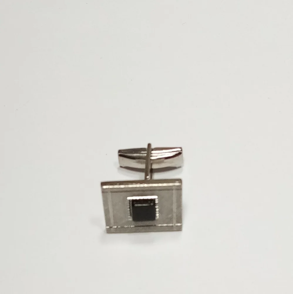 Unbranded Swank Silver Tone Black Square Cufflink Pat 2974381 (Just One)