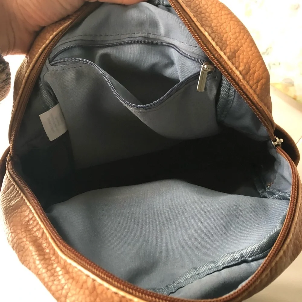 Beautiful Soft girl Vegan Studded Leather Backpack in Tan 9 by 10 inches