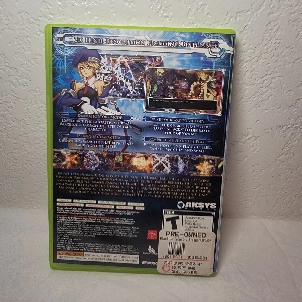 BlazBlue: Calamity Trigger Microsoft Xbox 360, 2009 With Manual Tested