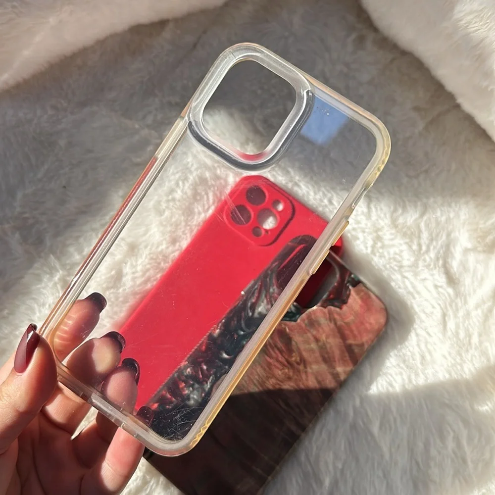 Set of 3 iPhone 12 Pro phone cases CARVED live edge MagSafe red and wood style