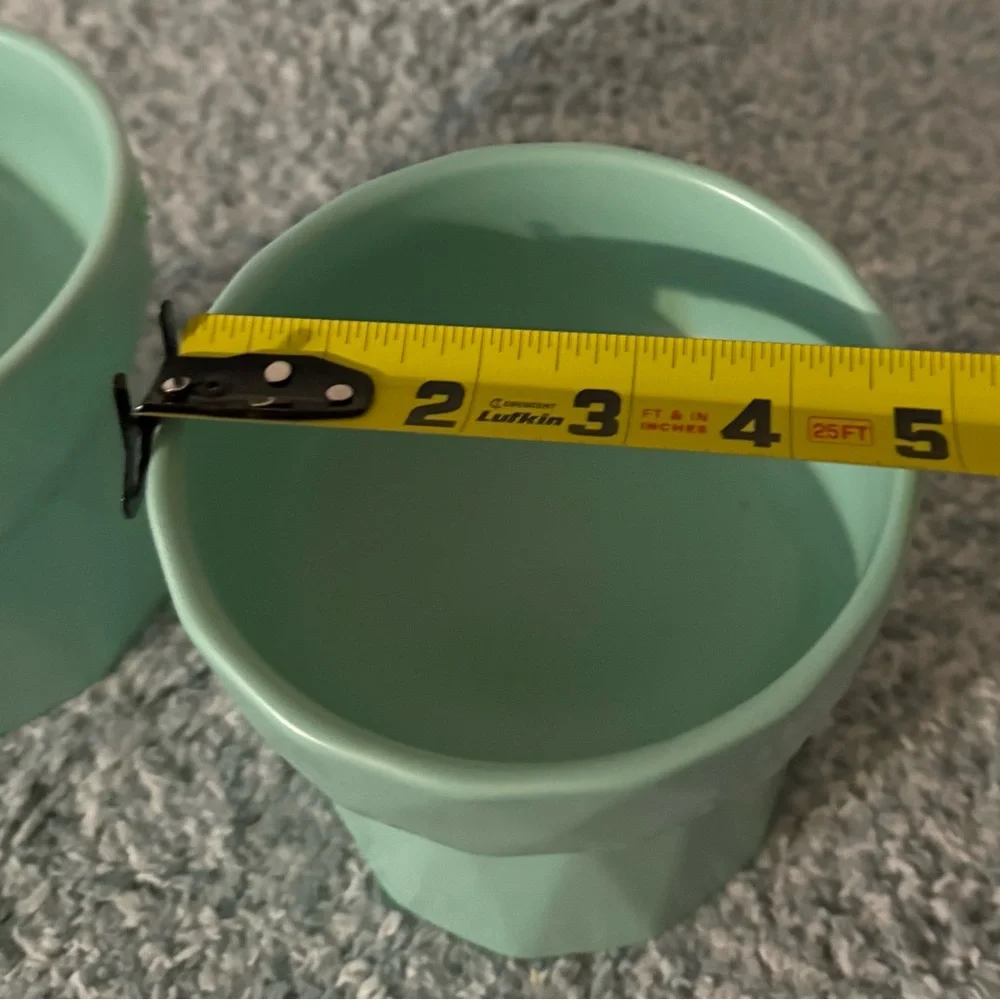 Green Geometric Ceramic cat Bowls