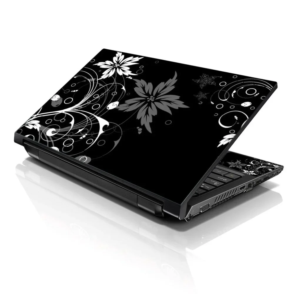 LSS 15.6 & 17.3 Inches Laptop Notebook Skin Sticker Decal- Black & White Floral