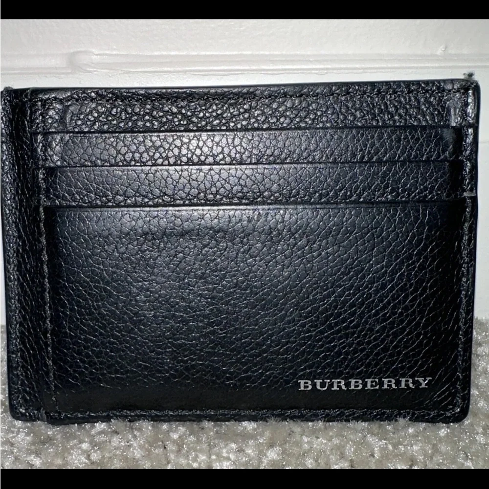 Burberry Black Textured Leather Card Holder unisex