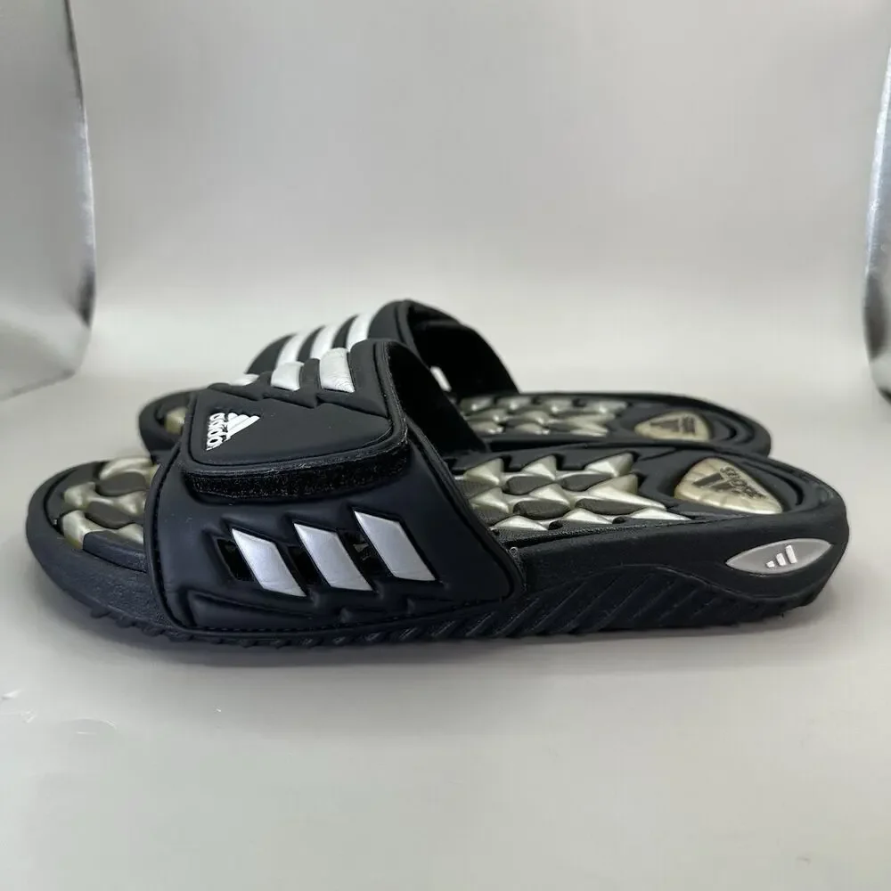 VTG 2000 Adidas Cushion Gel Air Slides Y2k Mens Size 7 US Black Silver
