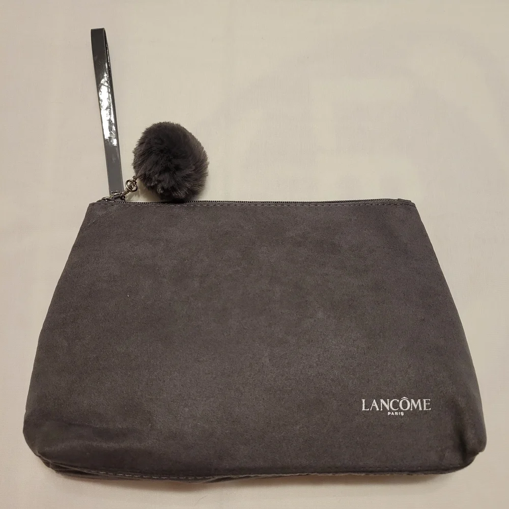 Lancome Charcoal Cosmetic Bag with Pom Pom
