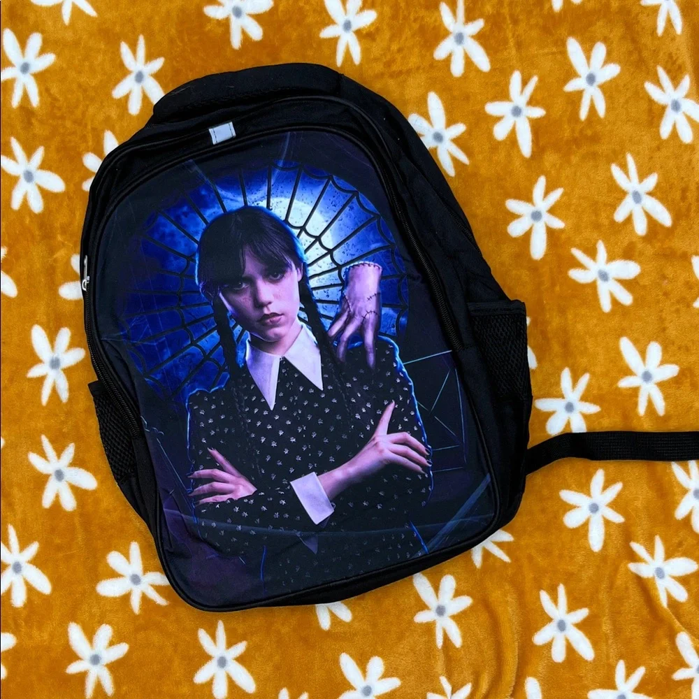 NEW NWOT Wednesday Addams Jenna Ortega Black Graphic Backpack Women's Kids Girls