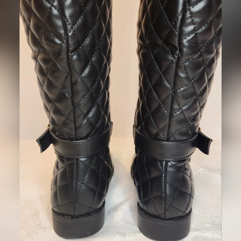 BAMBOO Quilted Black Over the Knee Boots Size 6
