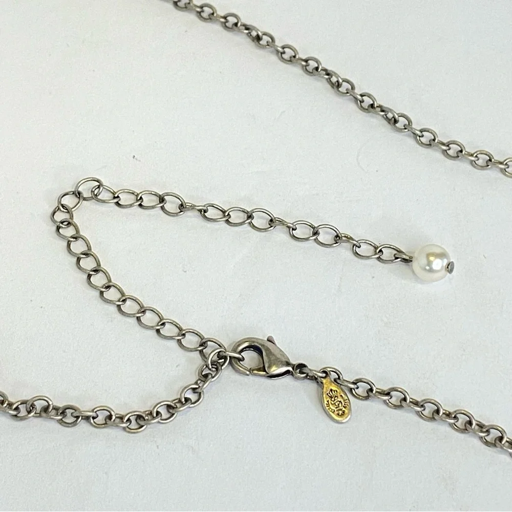 Premier Designs Silver Tone Crystal Flower Pendant Necklace