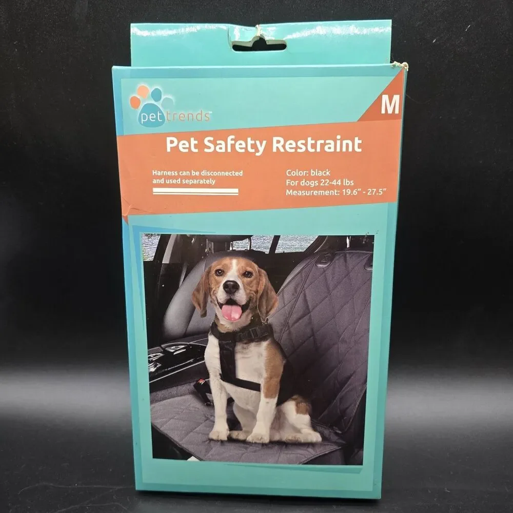 Pet Trends Pet Safety Car Restraint Size Medium Travel Harness Nylon Dog Black