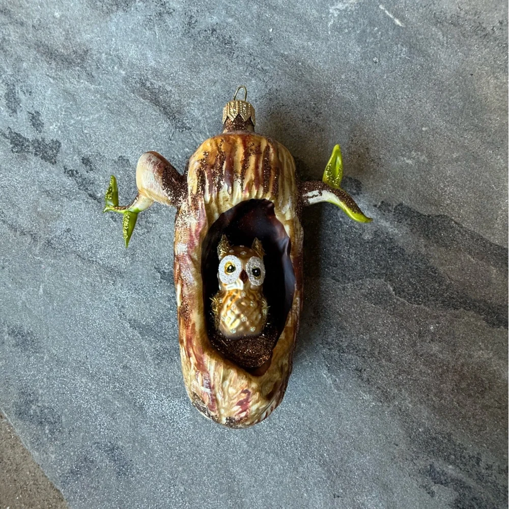 Anthropologie-Owl inside a Tree Christmas Ornament