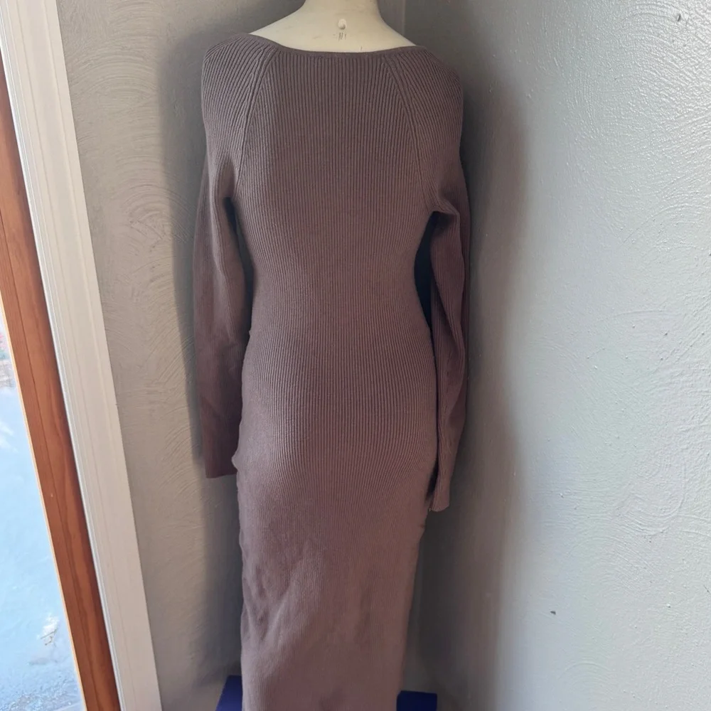 Abercrombie & Fitch maxi dress long sleeve brown cut outs sexy size S NWT