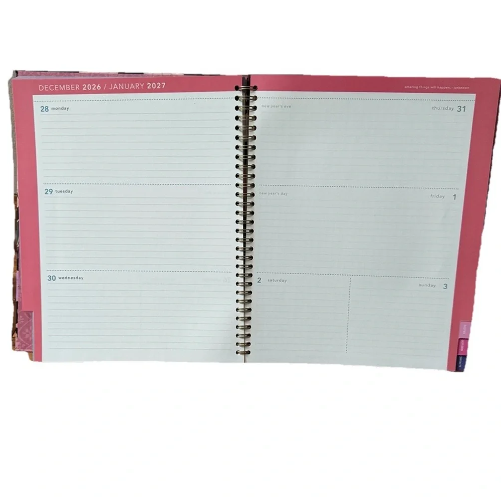 Clementine Paper inc 12-month Large Size Planner Pink Jan- Dec 2026 Hard