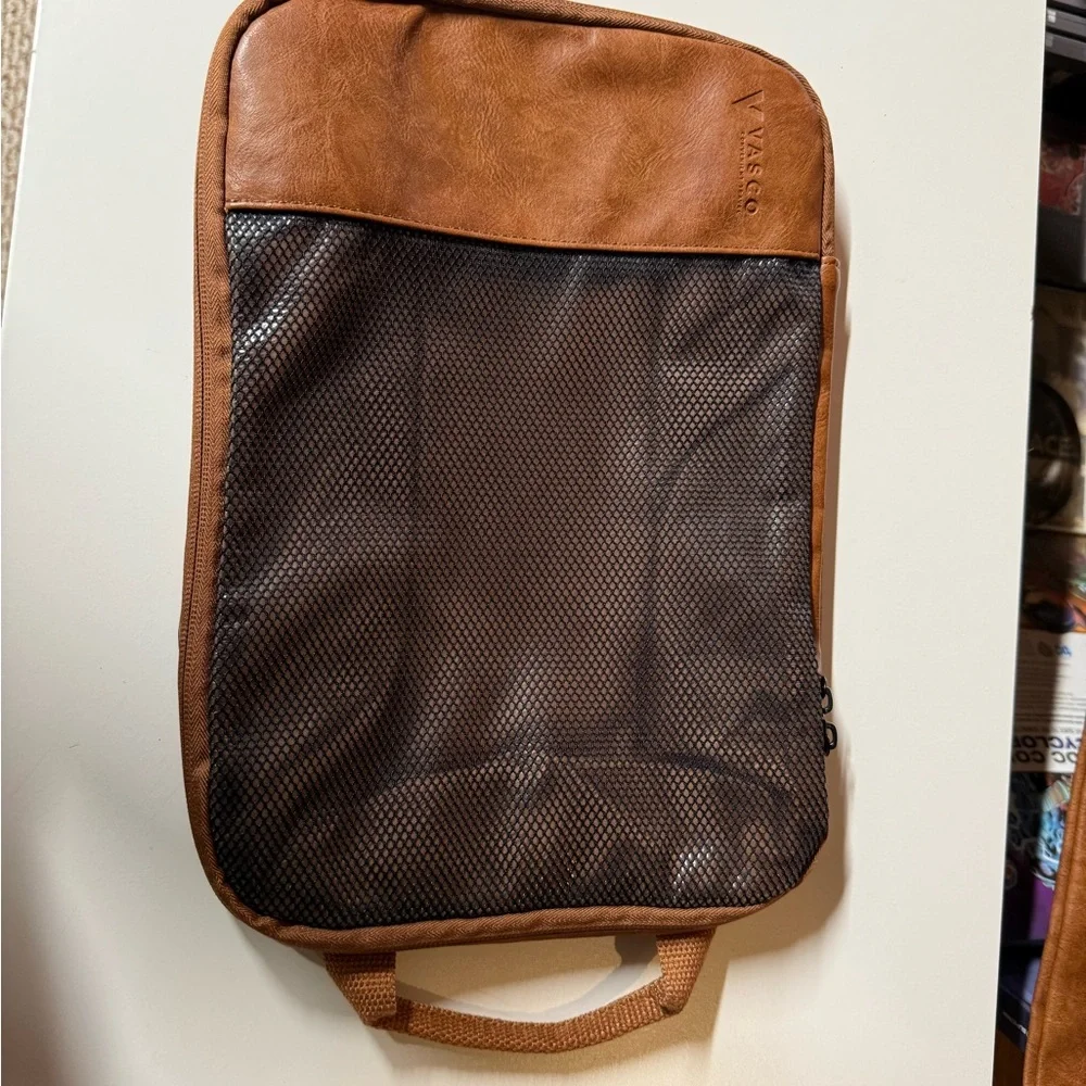 Brown and Black Faux Leather Packing Cube