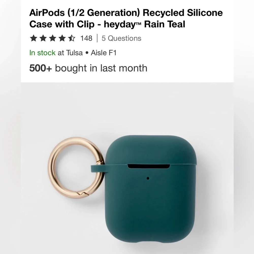 Wireless Earbuds Case with Keyring - Teal