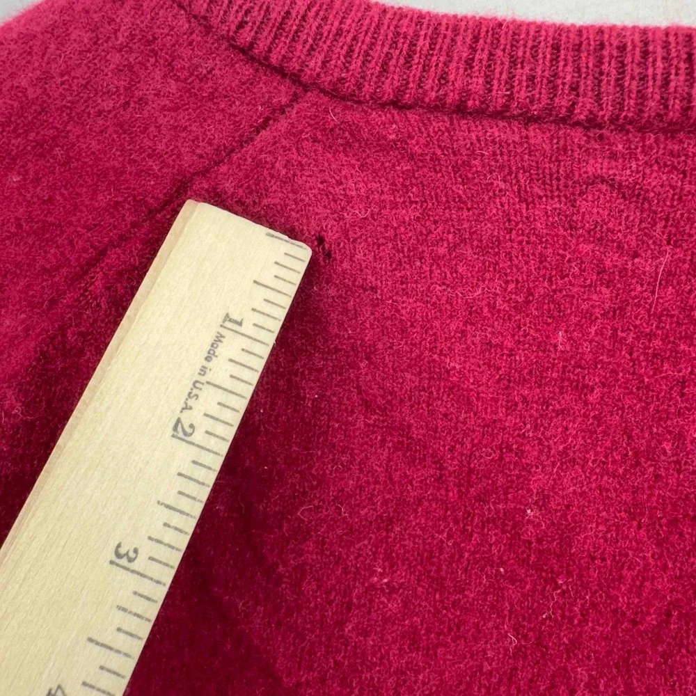 VTG Hunt Club Lambswool V-Neck Sweater Burgundy Red Made in USA SZ L 1990s Prep