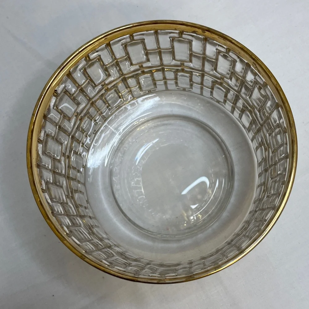 RARE VINTAGE IMPERIAL GLASS CO. Soji Ice Bucket with 22 Carat Gold Overlay
