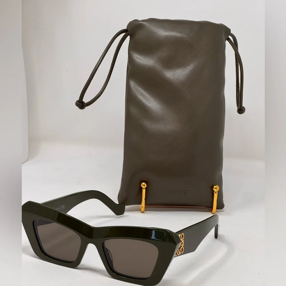 💯Authentic Loewe Beveled Car Eye olive green sunglasses