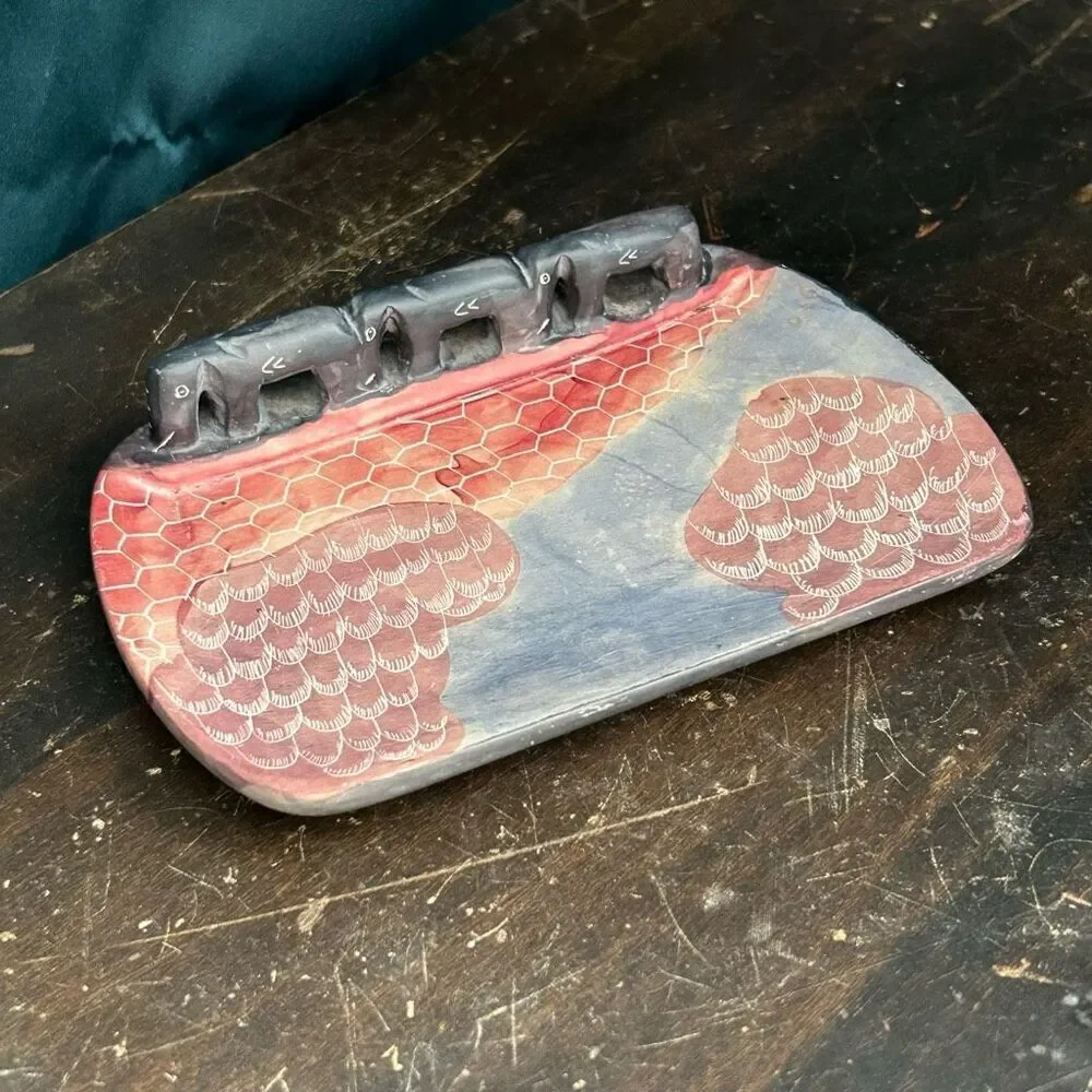 Hand Carved Elephant Soapstone Trinket Soap Dish