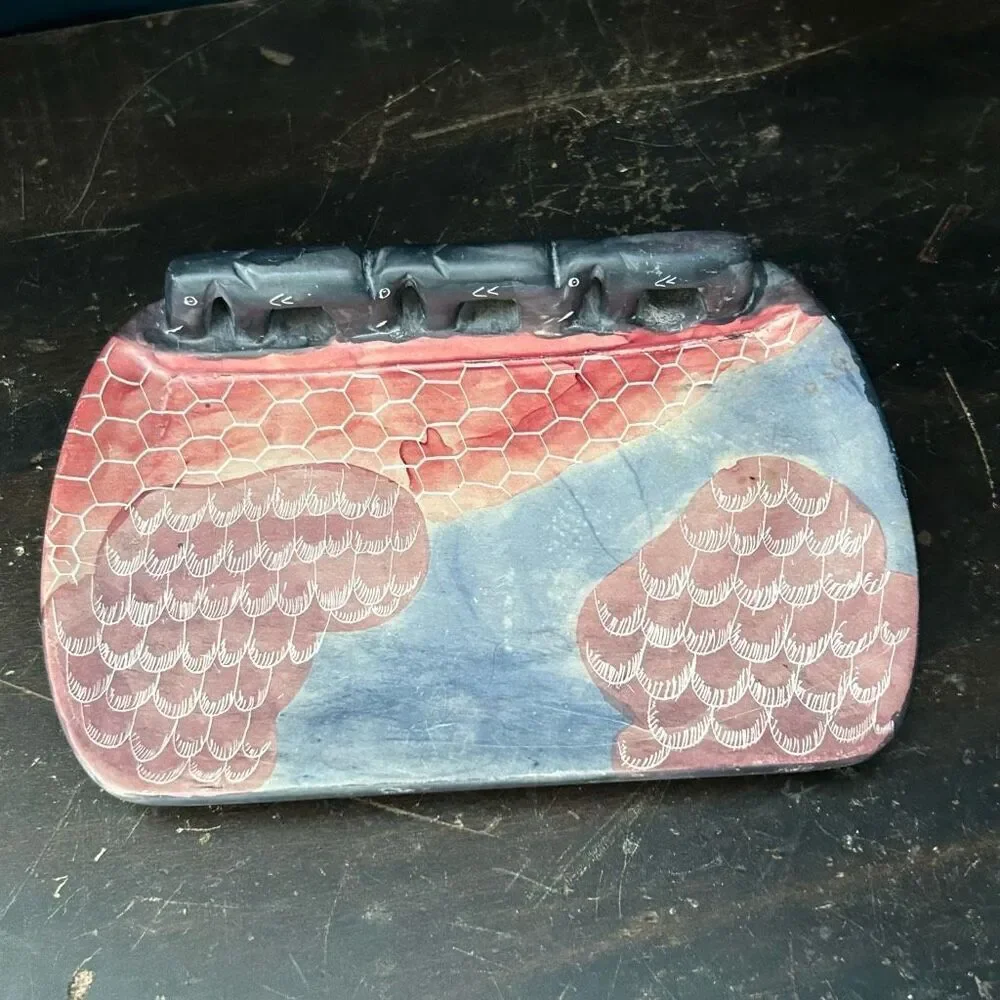 Hand Carved Elephant Soapstone Trinket Soap Dish
