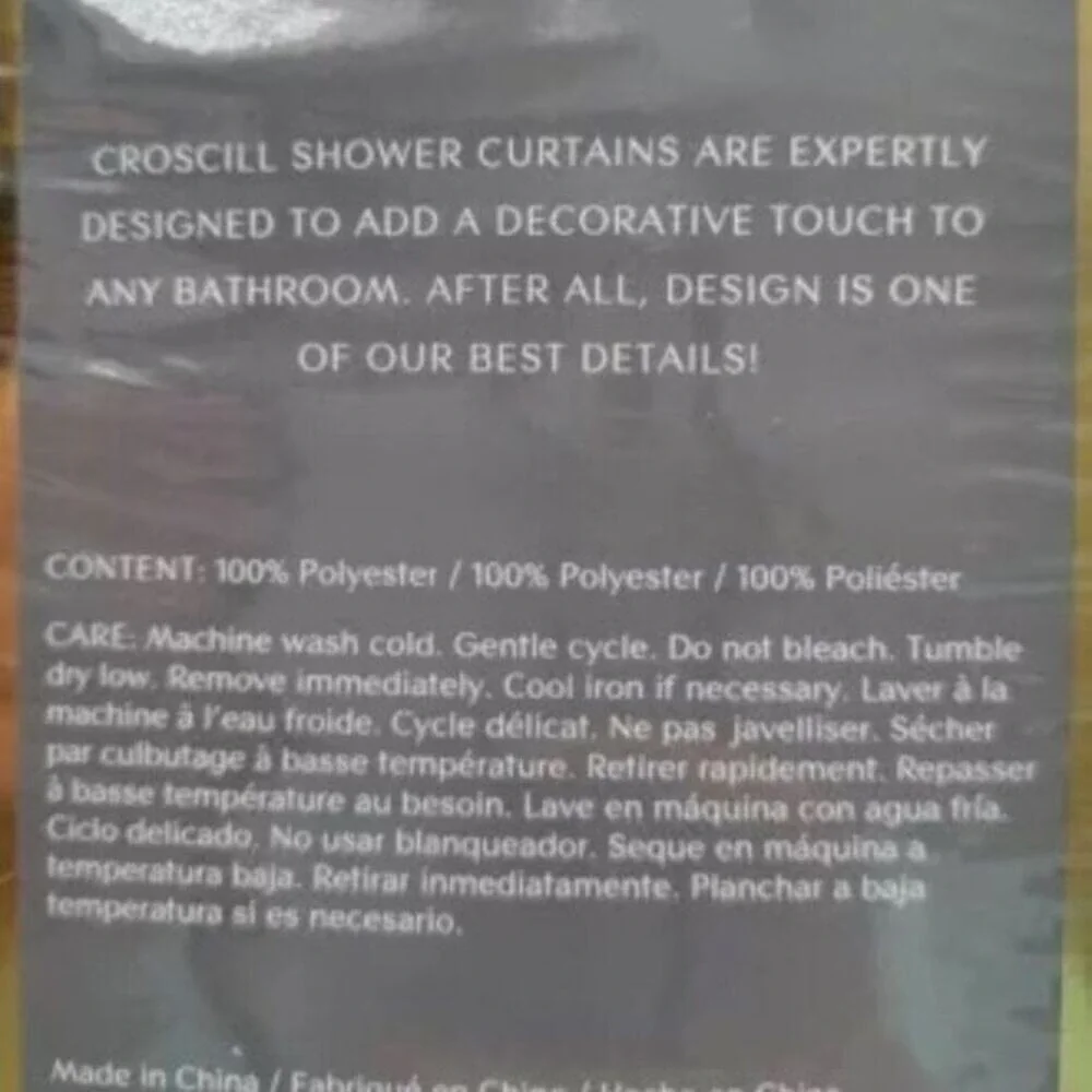 Croscill Fairfax‎ Fabric Shower Curtain Black/Gray 72