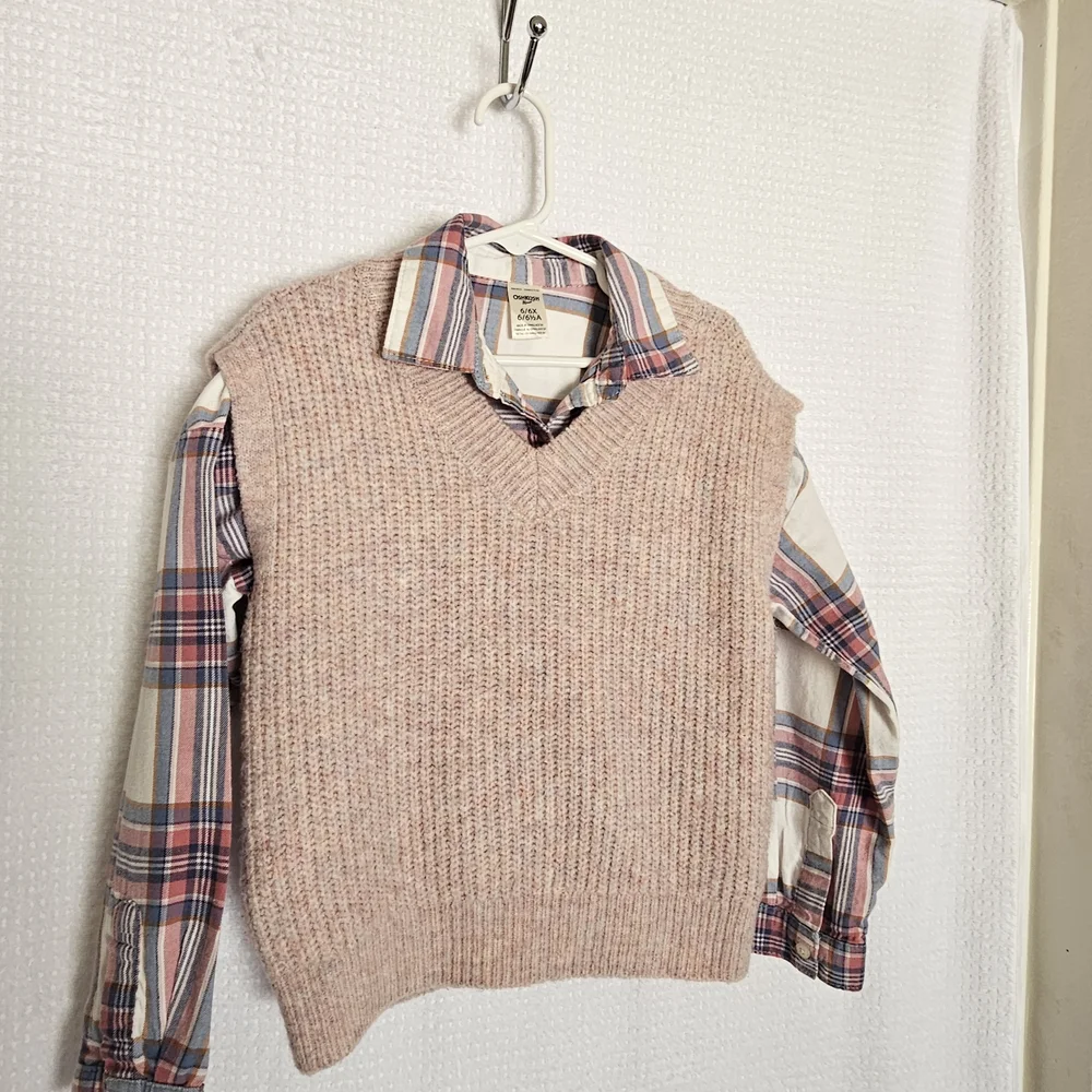 OshKosh B'gosh kid's Pink‎ and Cream Long Sleeve Tee Set 2 Pices