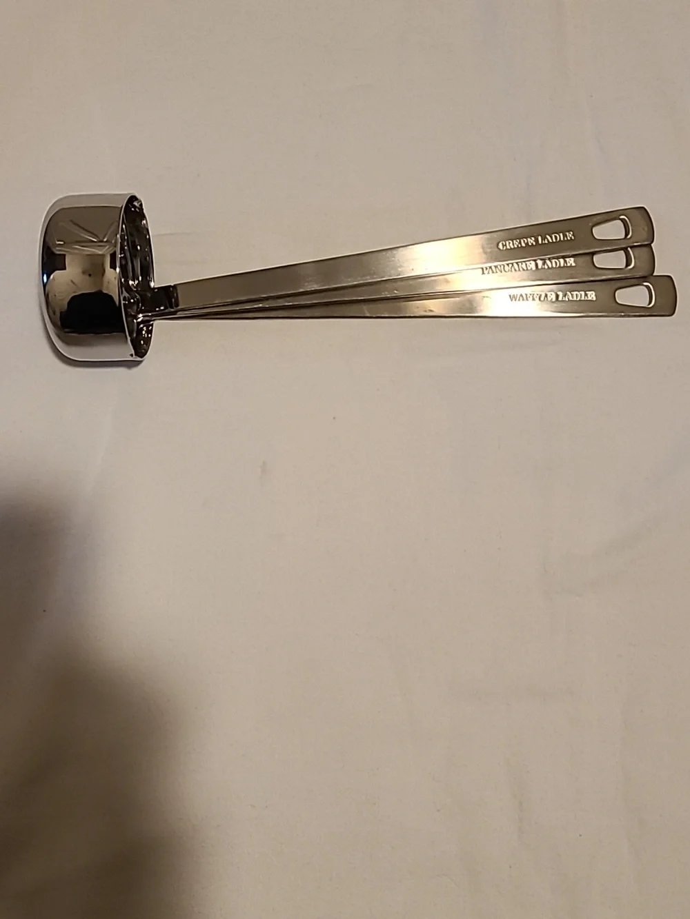 William Sonoma Stainless Steel Heavy Duty Ladle Set Of 3, Crepe Pancake Waffle