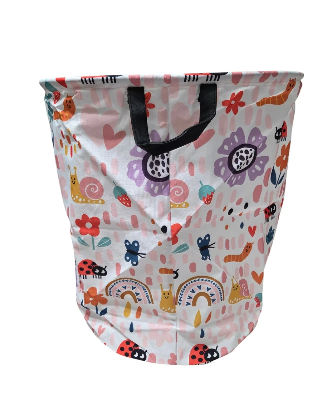 Huayee Oval Multi-Colored Flowers & Insects Print Storage Hamper With Handles