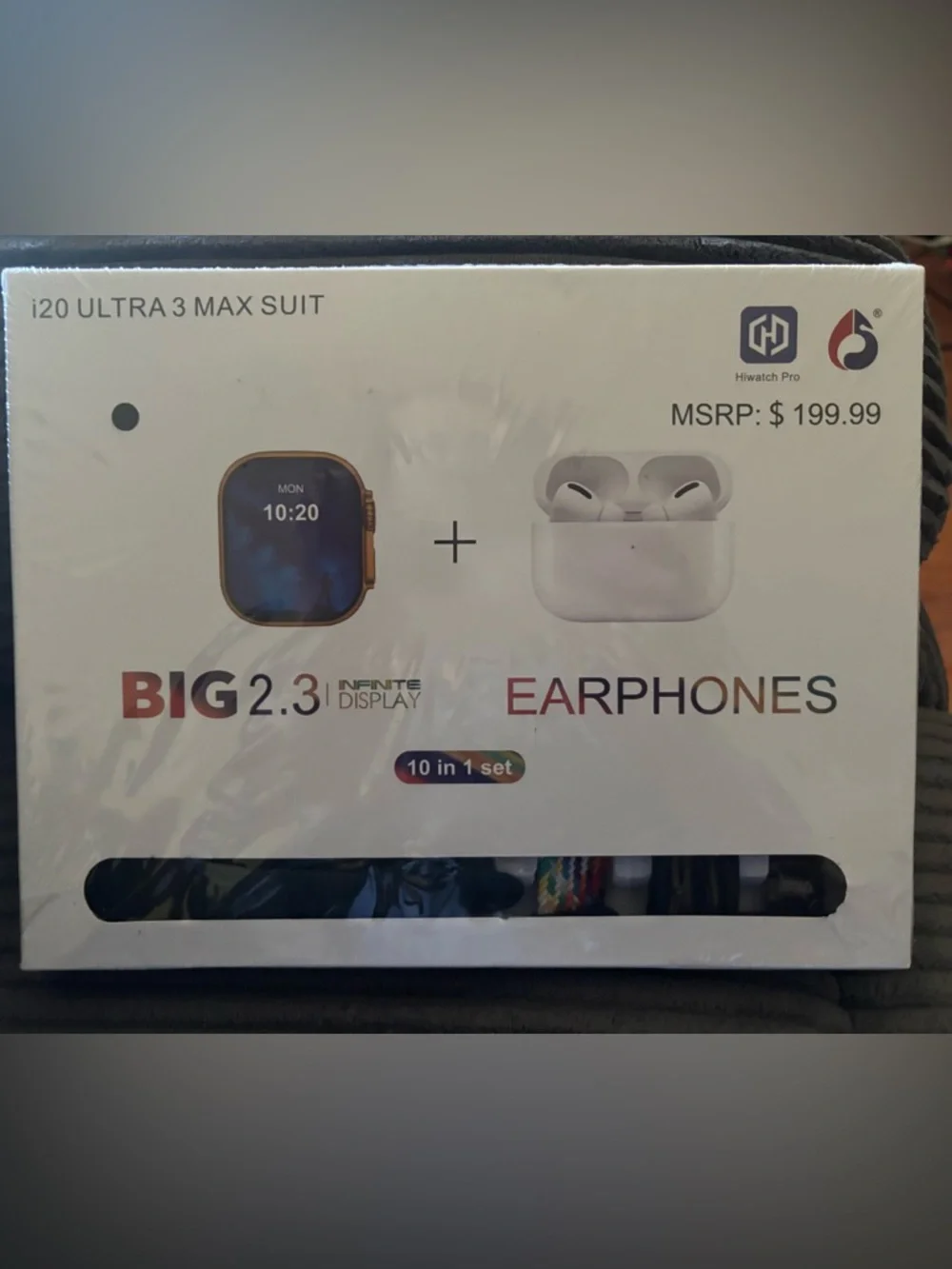 i20 Ultra 3 Smartwatch & White Earphones Bundle