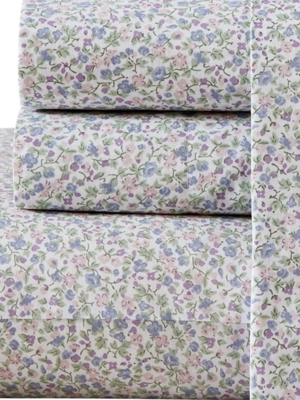 Laura Ashley TWIN Emogene ~ 3 Pc Sheet Set ~ 100% Cotton Percale ~ Purple Floral