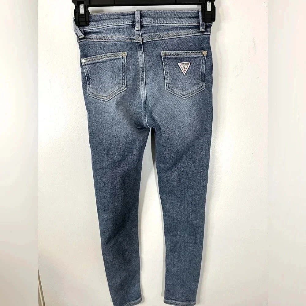 Guess big girls button up front skinny jeans hi waist stretch denim size 7 NWOT