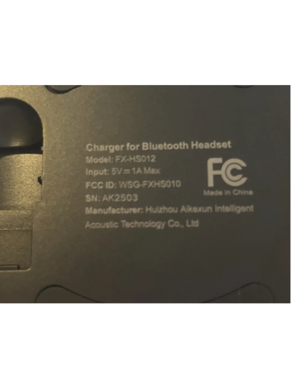 Headset Bluetooth Model FX-HS012 Voice Dialing, Wireless up to 49 Feet Black