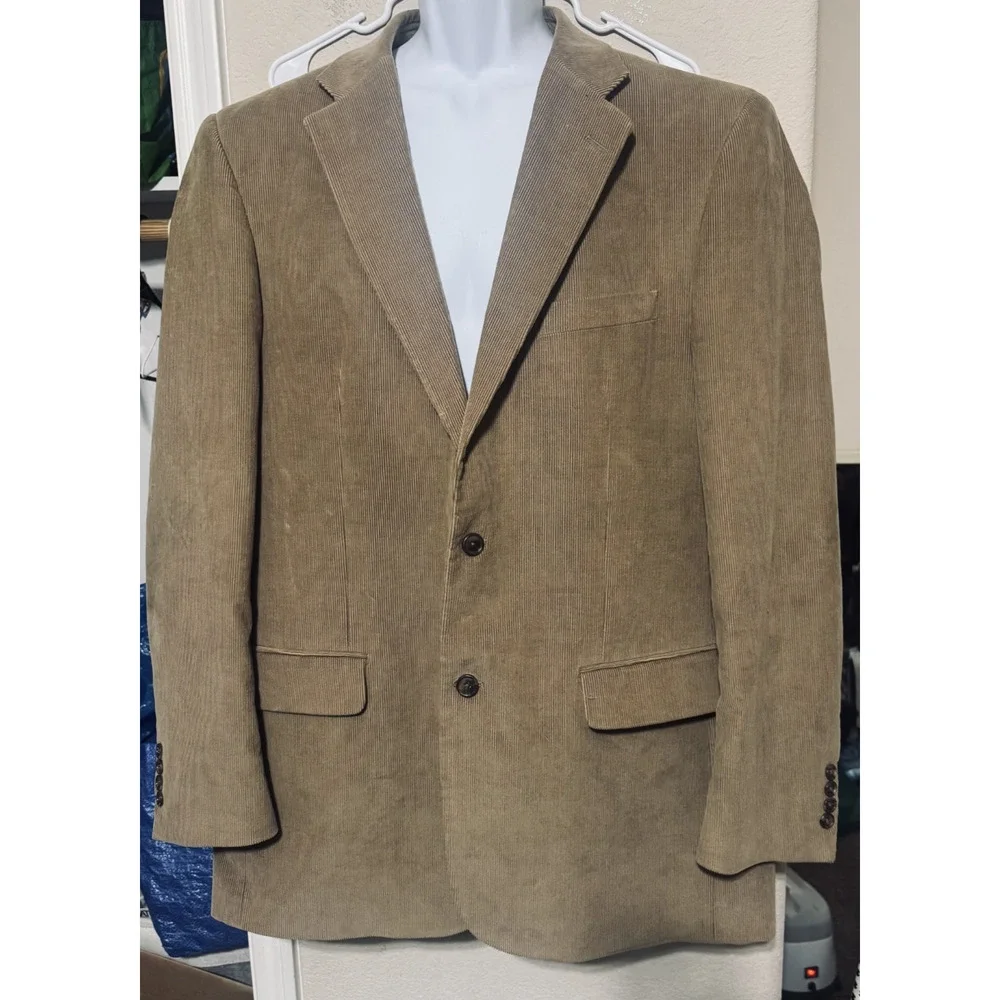 Joseph & Feiss Sport Coat Mens 44XL Tan Corduroy Preppy Blazer Jacket Long
