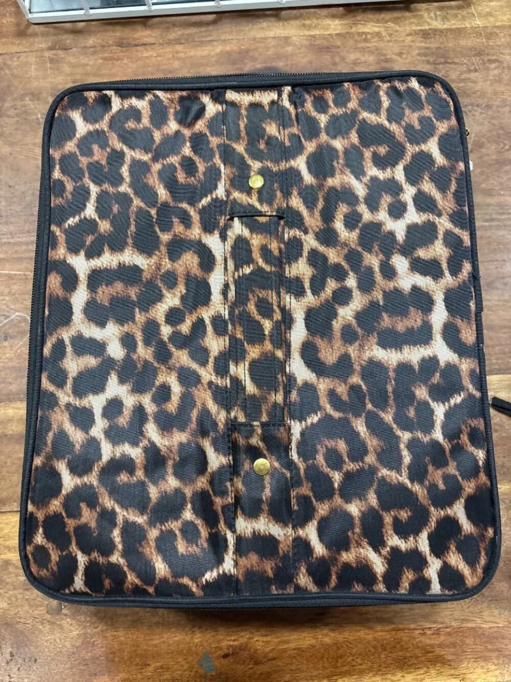 Leopard Print Travel Jewelry or Makeup Organizer Multiple Compartments & Handle
