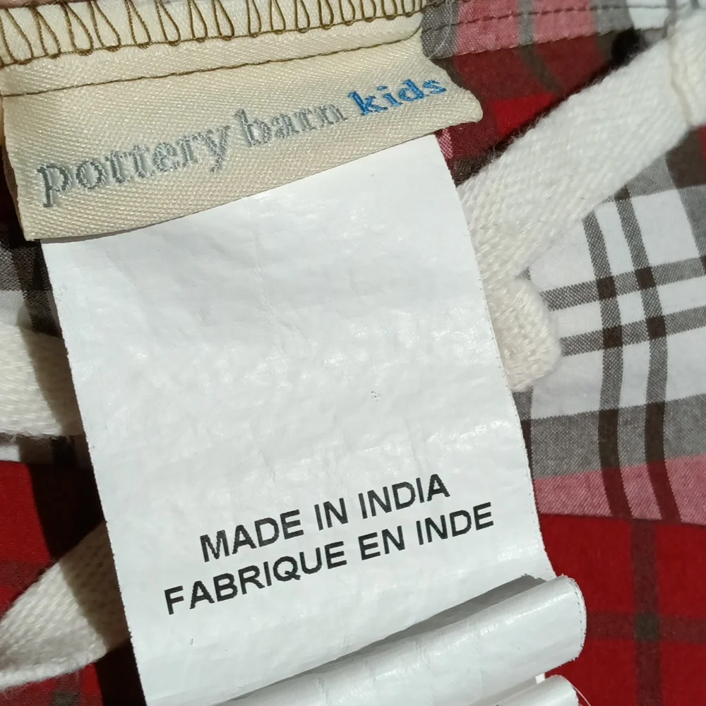 Pottery Barn Kids Red Plaid Cotton Percale Duvet Cover
