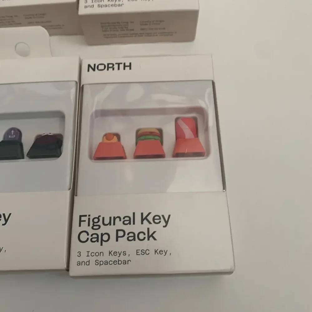 North Lot Of 6 Mechanical Keyboard Assoreted Caps Sets Figural key + wood Accent
