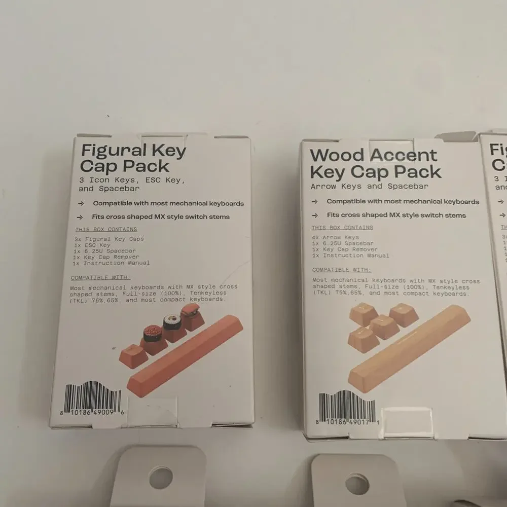 North Lot Of 6 Mechanical Keyboard Assoreted Caps Sets Figural key + wood Accent