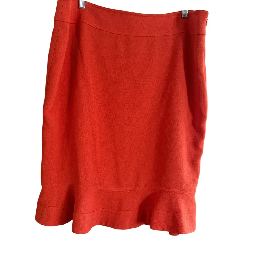 Anne Klein Orange Flared Midi Skirt