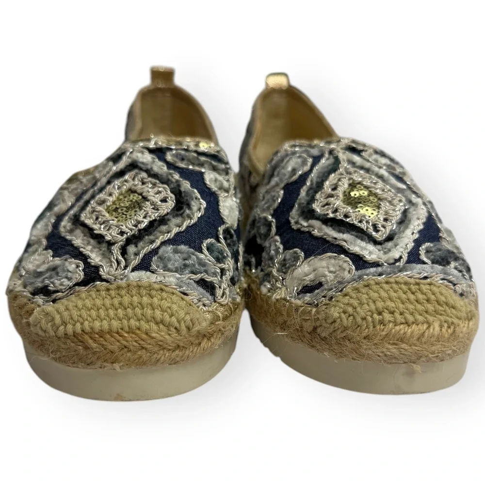 Patrizia Spring Step Jute Sequin Espadrilles Slip On Shoes Womens Sz 38/7.5-8