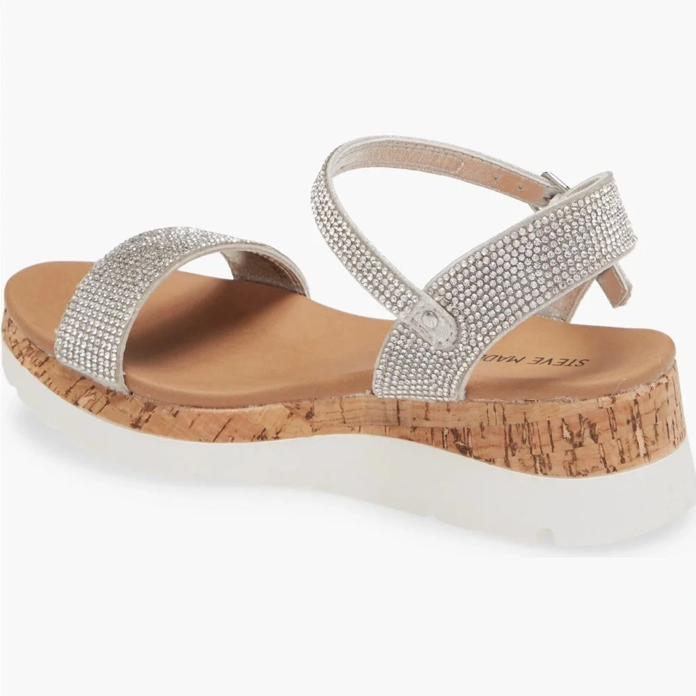 Steve Madden silver Rhinestone Wedge Kids Shoes size 4