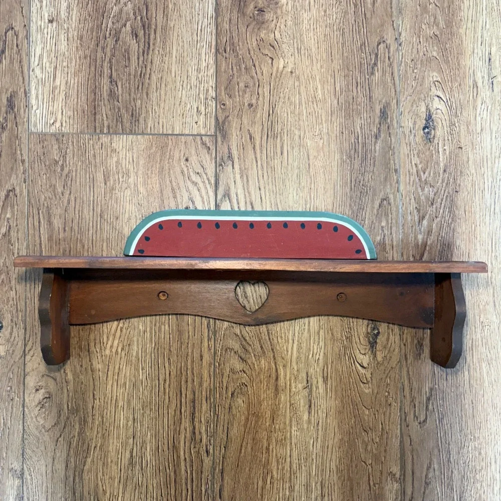 VTG Country Wood Wall Shelf Heart Cutout Watermelon Decor Farmhouse 20