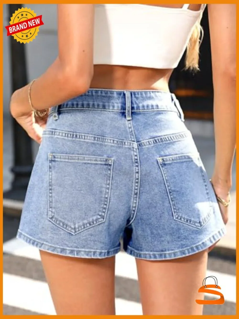 Baggy Jean Shorts A-Line High Stretchy Denim Jorts Casual Loose Fit