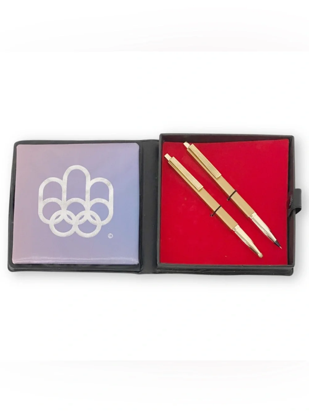 Vintage 1976 Montreal Olympics Gold Tone Pen and Pencil Set with COJO 76 Case
