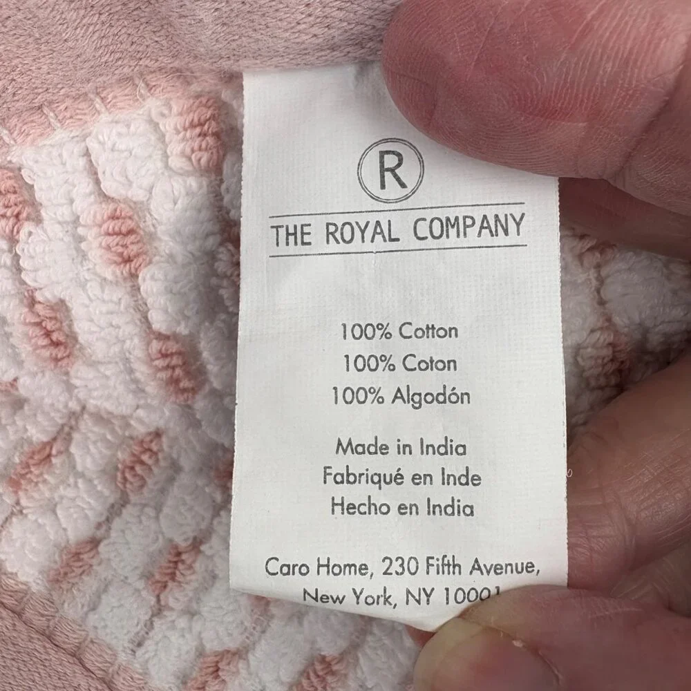 VTG Cotton Waffle Weave Pink White 4 Pc Towel‎ The Royal Company Bath Hand Spa