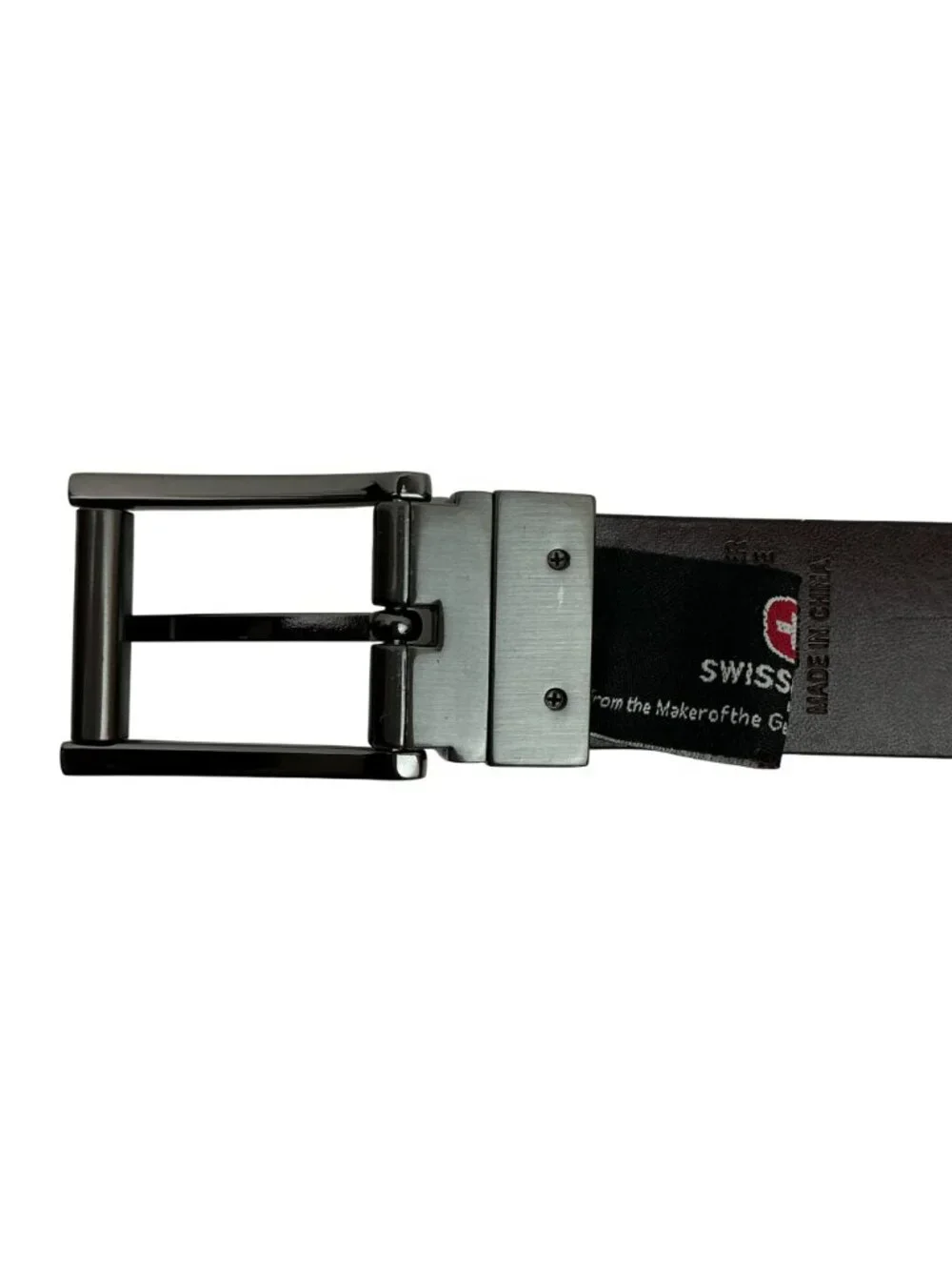 New Wenger Swissgear Reversible Pebbled Leather Belt With Gunmetal Buckle Mens B