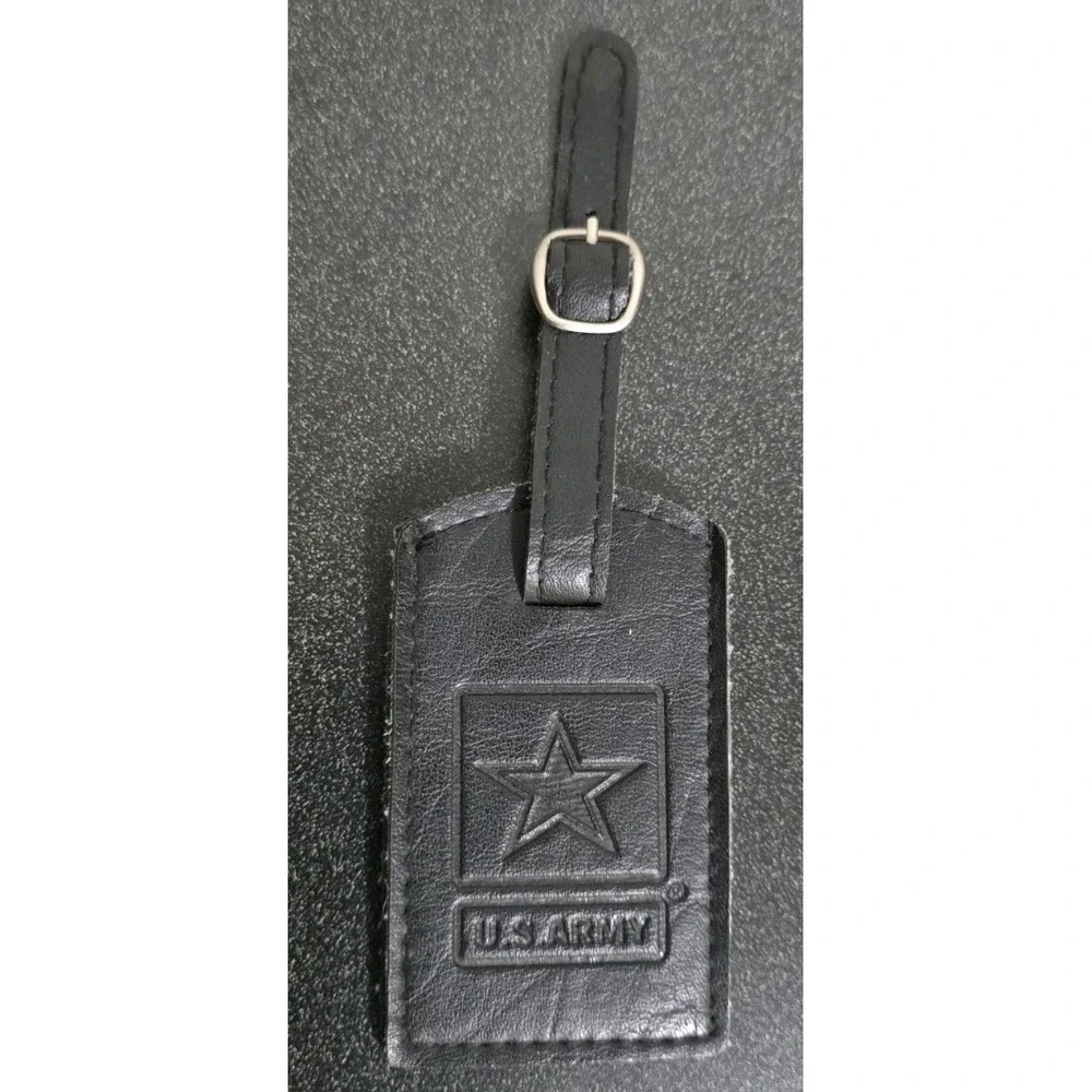 NEW United States US Army Leather Luggage Tag With‎ Buckle USA Military Veterans