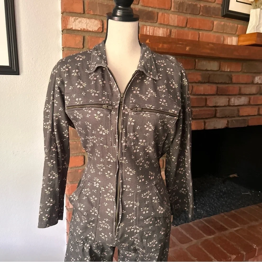 Jen’s Pirate Booty Floral Print Long Sleeve Jumper in Gray Sz XS