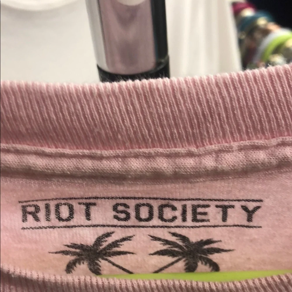 Riot Society Pink Long Sleeve Tee
