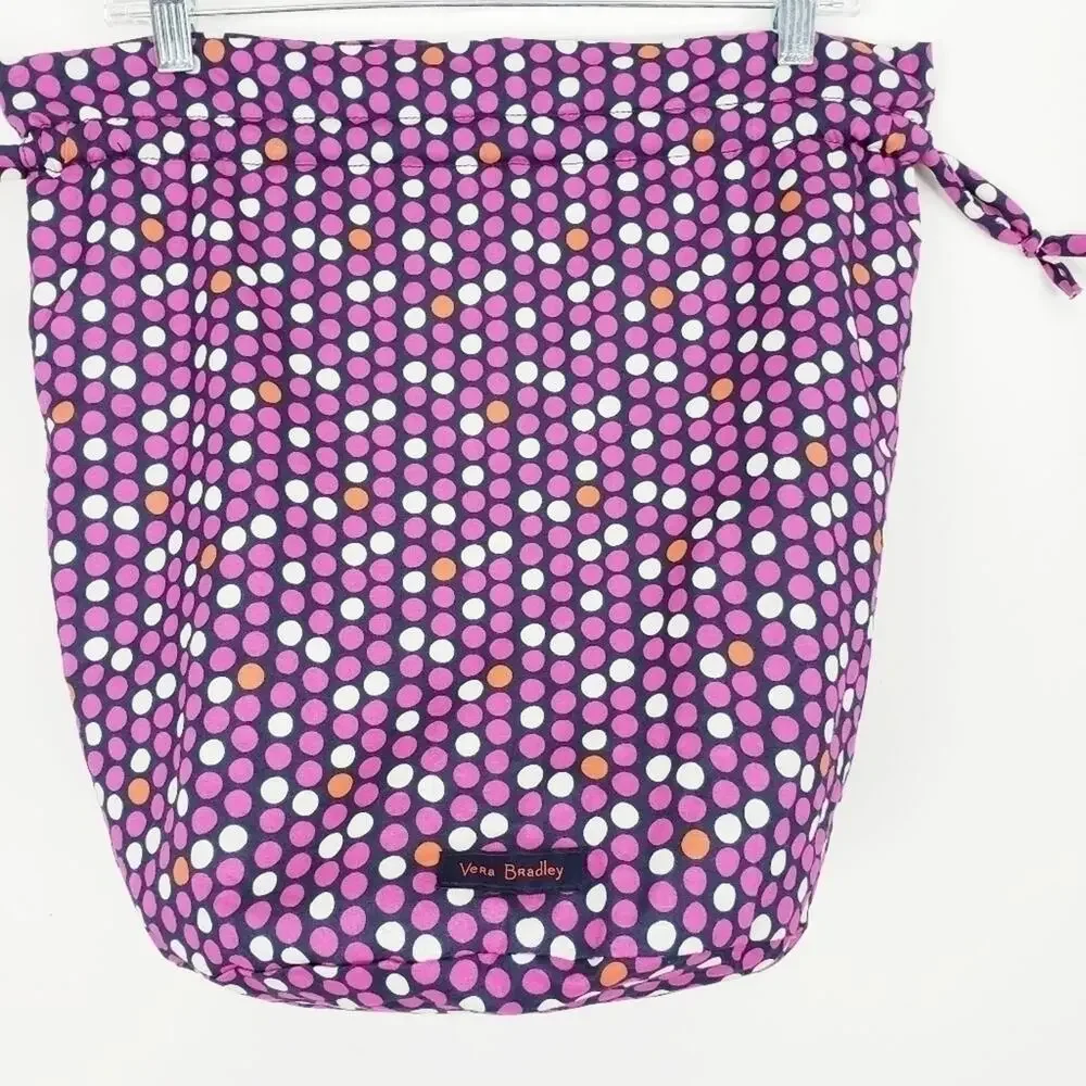 Vera Bradley Navy with Pink Polka Dot Drawstring Satchel, Backpack, Wet Bag NWOT